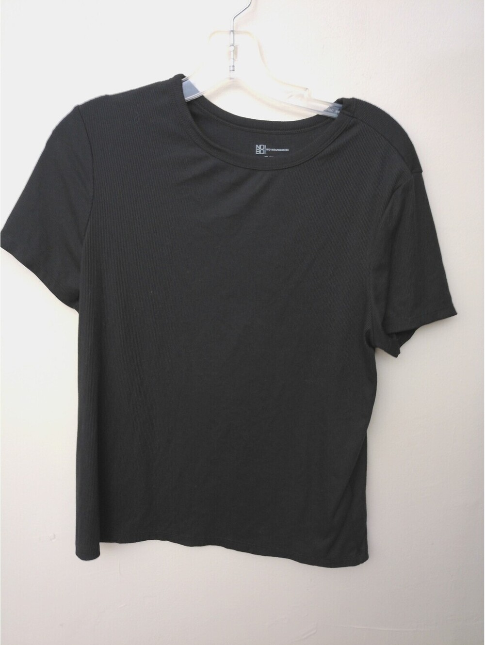 No Boundaries Womens Ribbed T-Shirt Size‎ XL 15-17 Black Short Sleeve Y2K 90s